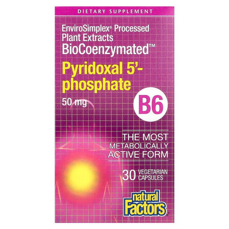 Natural Factors, BioCoenzymated，B6，5-磷酸吡哆醛，50 毫克，30 粒素食膠囊